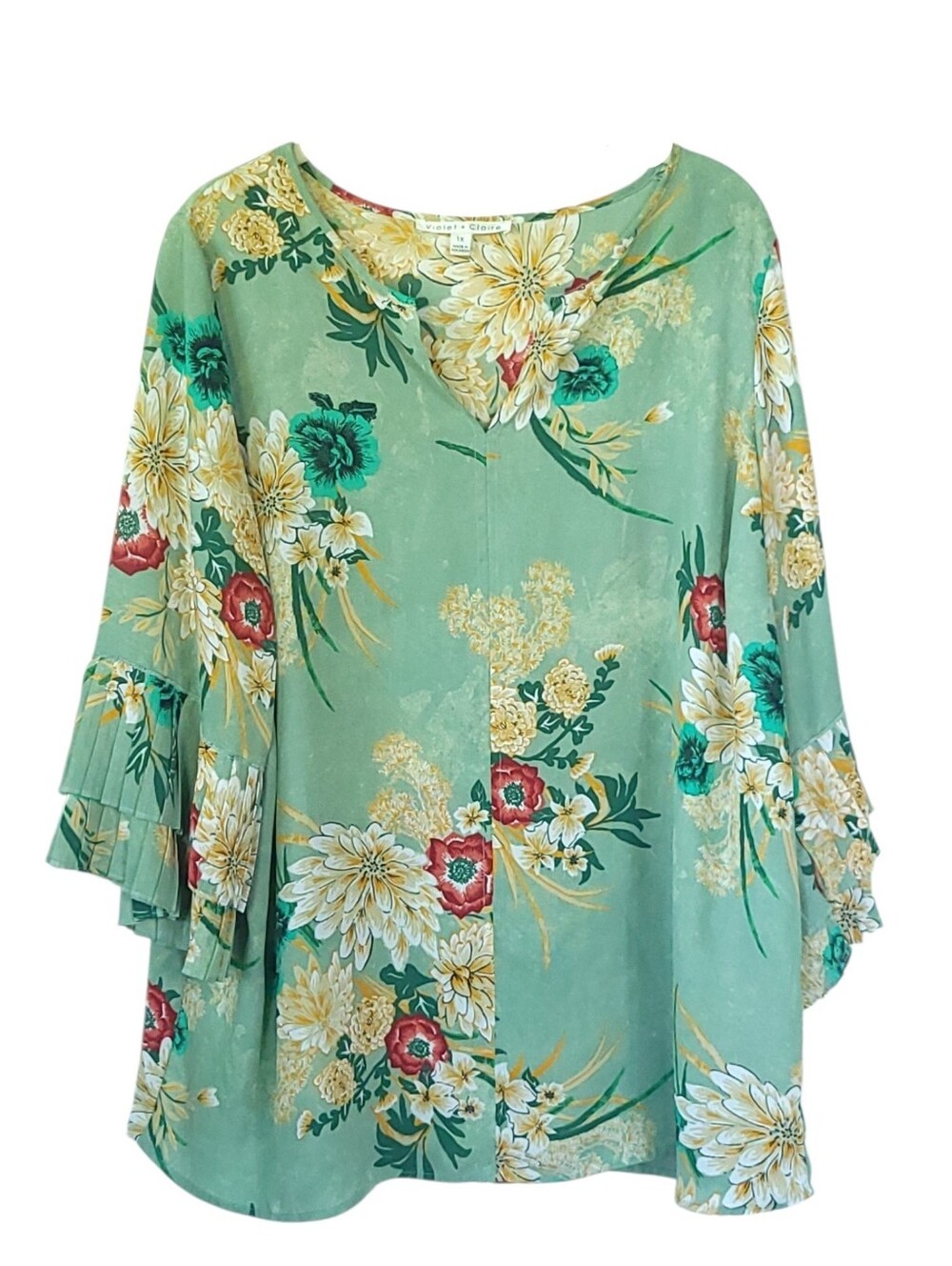 Violet + Claire Bell Sleeve Floral Blouse 1X Country Garden Girl Cottagecore